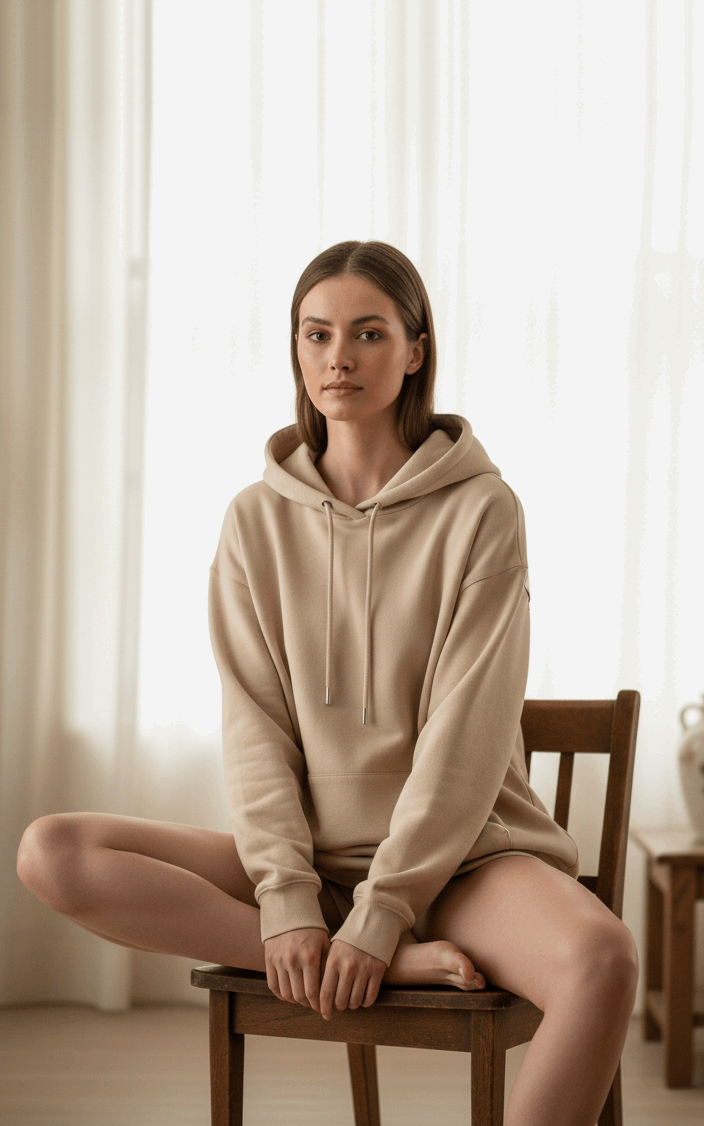 Beige Oversized Hoodie