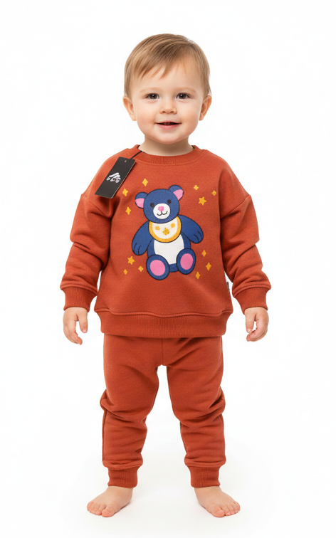 Bear Sweat Shirt  With Plain Jogger For Kid's