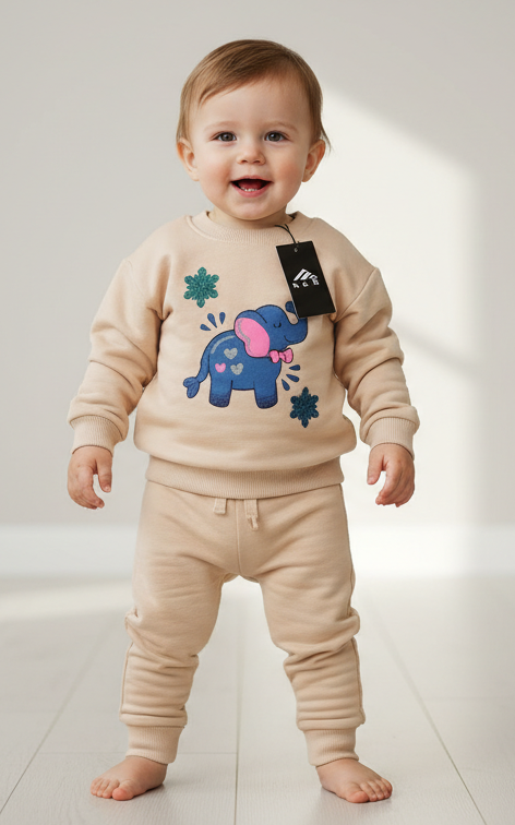 Elephant Sweat Shirt With Jogger For Kid's