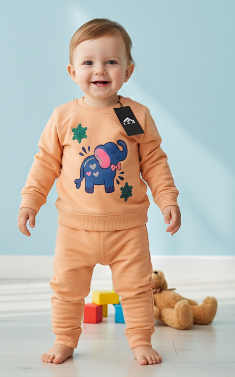 Elephant Sweat Shirt With Jogger For Kid's